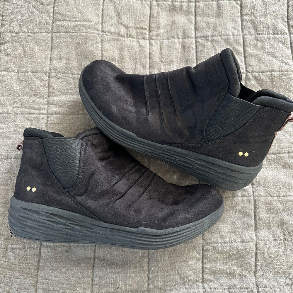 ryka niah black slip on ankle boots 8.5w comfort walking casual athleisure wide - Picture 2 of 8